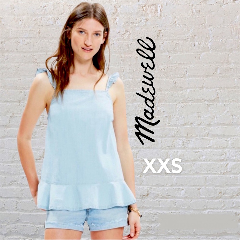 MADEWELL Chambray Sunshower Ruffle Top.XXS